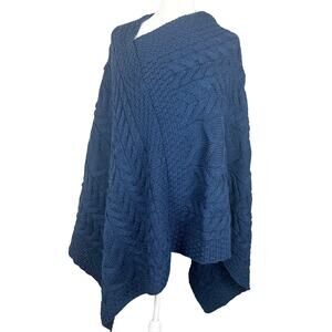 KILRONAN KNITWEAR Irish Wool Poncho Boho Bohemian Lagenlook One Size EUC